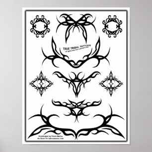 Poster Véritable éclair tribal sheet-Z06 de tatouage