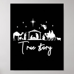 Poster Véritable histoire nativité Noël bébé