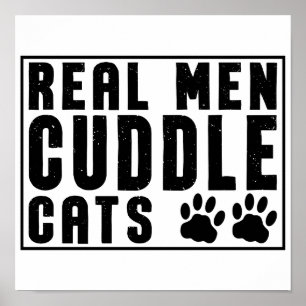 Poster Véritable Homme Cuddle Chats - Drôle Chats Drôle D