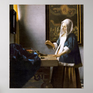 Poster Vermeer : Femme tenant un équilibre