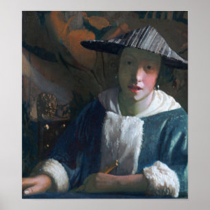 Poster Vermeer - Fille Avec Une Flûte 1670