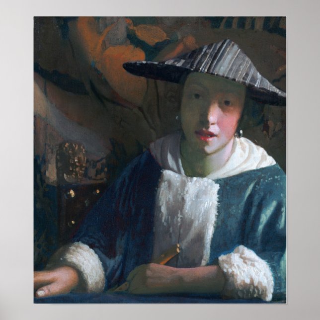 Poster Vermeer - Fille Avec Une Flûte 1670 (Devant)