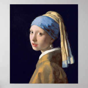 Poster Vermeer - Fille avec une oreille de perle (LISEZ D