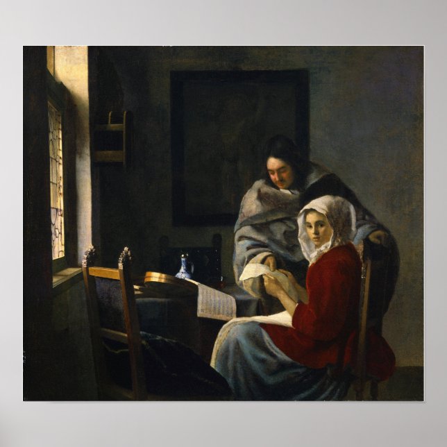 Poster Vermeer - Fille Interrompue À Sa Musique 1661 (Devant)