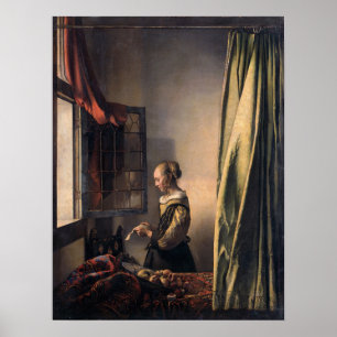 Poster Vermeer - Fille Lisant Une Lettre À Une Fenêtre Ou