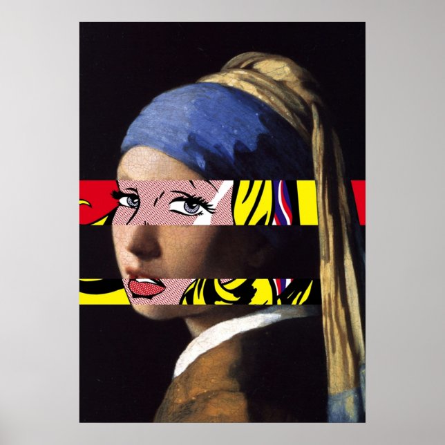 Poster Vermeer Girl avec une oreille perle rencontre Roy  (Devant)