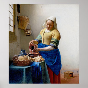Poster Vermeer - la trayeuse - art vintage