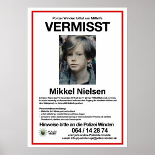 Poster Vermisst Mikkel Nielsen