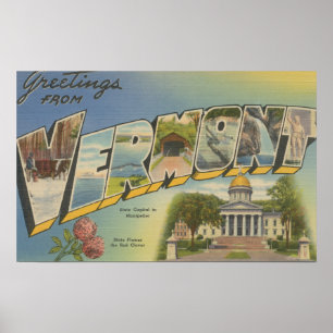 Poster Vermont (Capitale d'Etat/Fleur) -