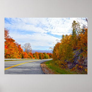 Poster Vermont Mountain Road, automne