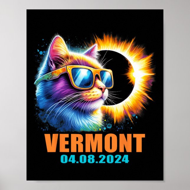 Poster Vermont Total Solaire Eclipse 2024 Cat Solaire Ecl (Devant)