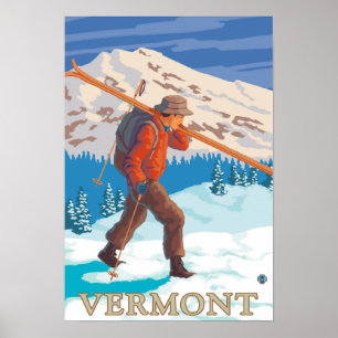 Poster VermontSkier transportant des skis