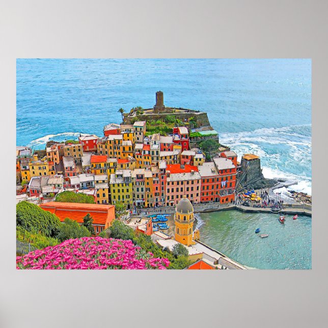 Poster VERNAZZA - Cinque Terre - panorama - Ligurie - (Devant)