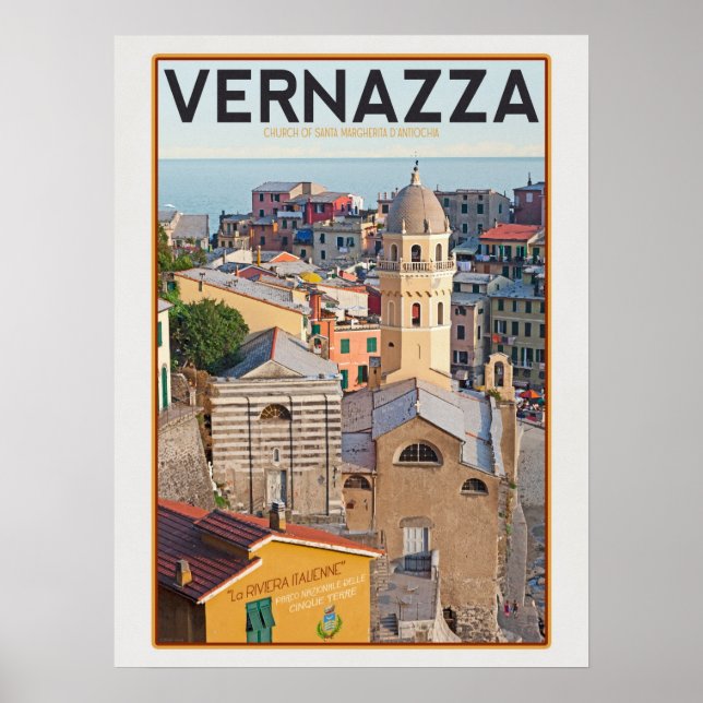 Poster Vernazza - Eglise de Père Noël Margherita d'Antioc (Devant)