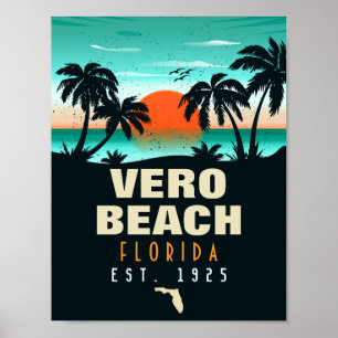 Poster Vero Beach Floride Retro Sunset Souvenirs 60s