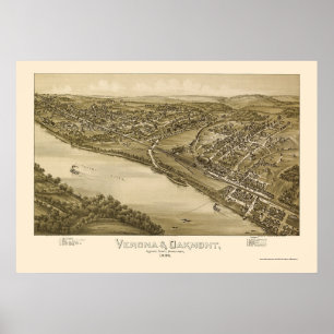 Poster Vérone et Oakmont, carte panoramique de PA - 1896