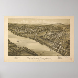 Poster Vérone - Pénn Oakmont 1896 Carte panoramique antiq