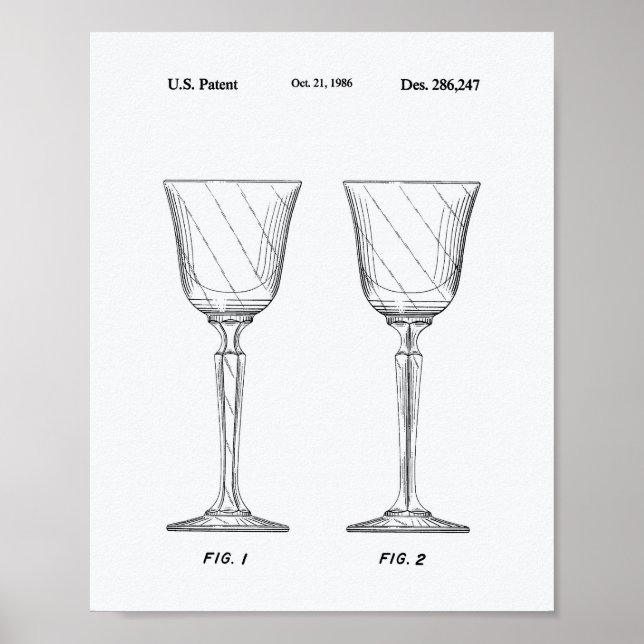 Poster Verre à vin 1986 Brevet Art Livre blanc (Devant)