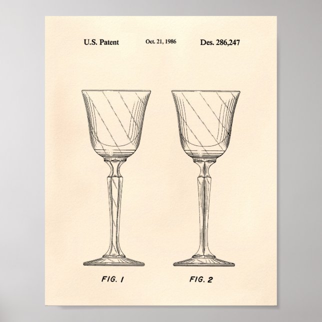 Poster Verre à vin 1986 Brevet Art vieux poivre (Devant)