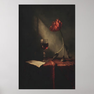 Poster Verre à vin rouge tulipe gothique imprimable natur