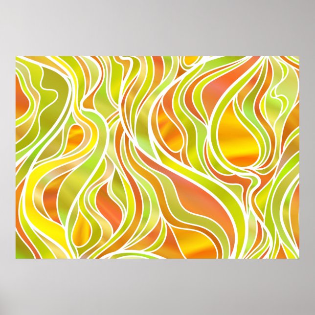Poster Verre Abstrait Jaune (Devant)