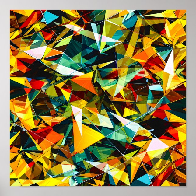 Poster Verre cristal abstrait géométrique moderne coloré (Devant)