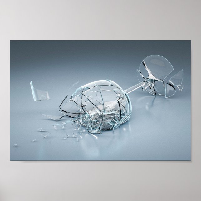Poster Verre de vin cassé (Devant)