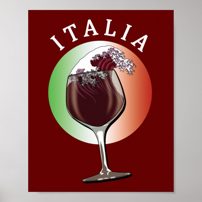 Poster Verre de vin italien - Italia, Italie (Devant)