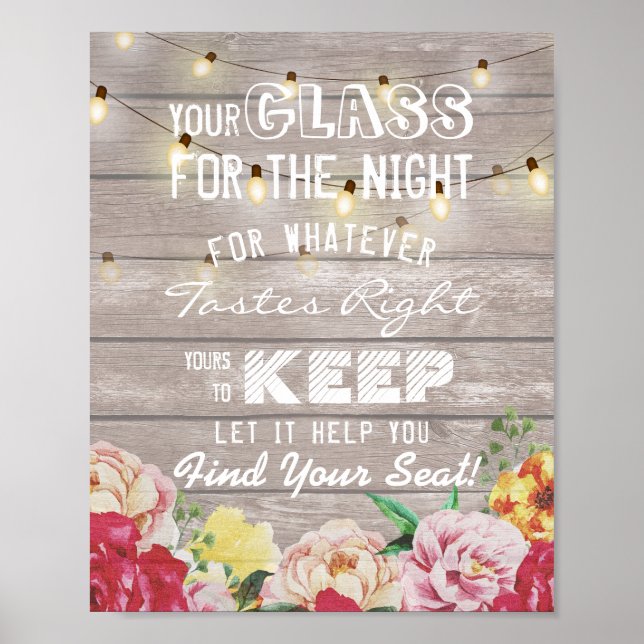 Poster Verre mariage Pour La Nuit Trouvez Votre Siège (Devant)