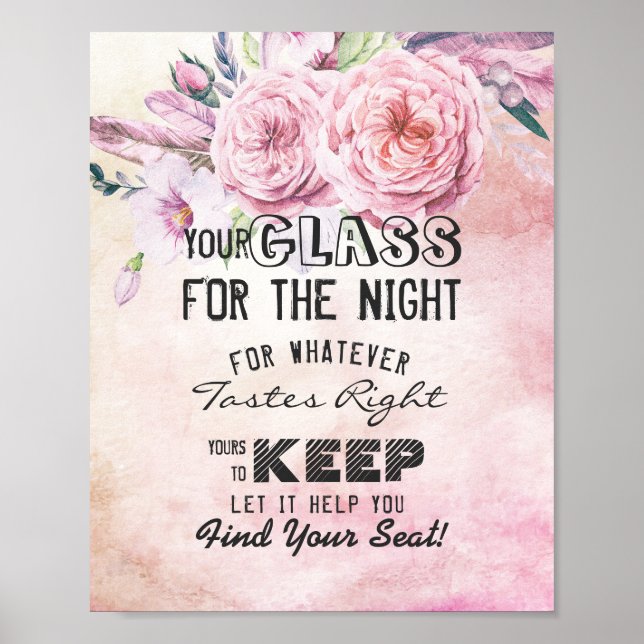 Poster Verre mariage Pour La Nuit Trouvez Votre Siège (Devant)