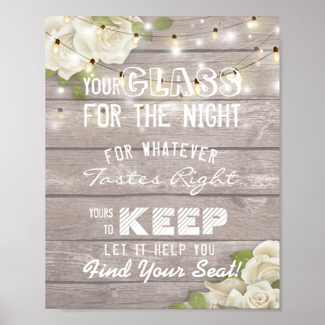 Poster Verre mariage Pour La Nuit Trouvez Votre Siège (Devant)