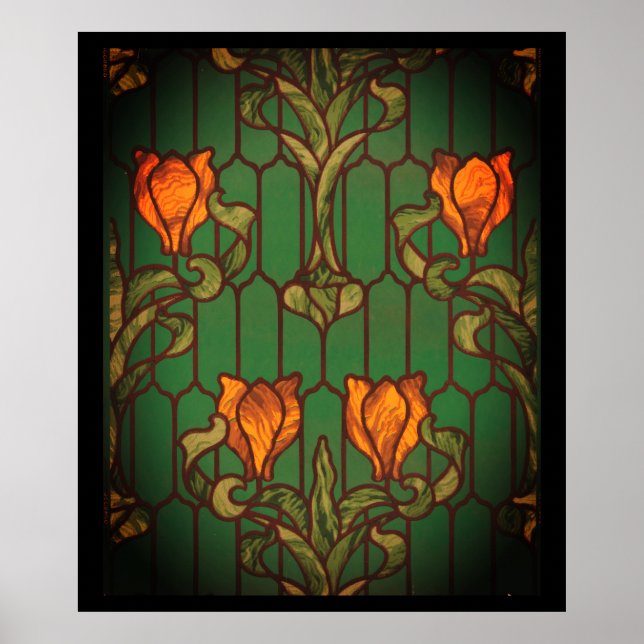 Poster Verre tendu look floral Art nouveau fleurs (Devant)