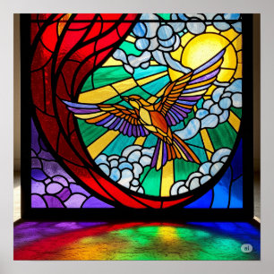 Poster Verre verni Art Nouveau Design d'oiseaux