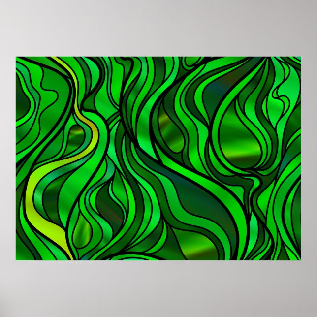 Poster Verre vert Abstrait (Devant)