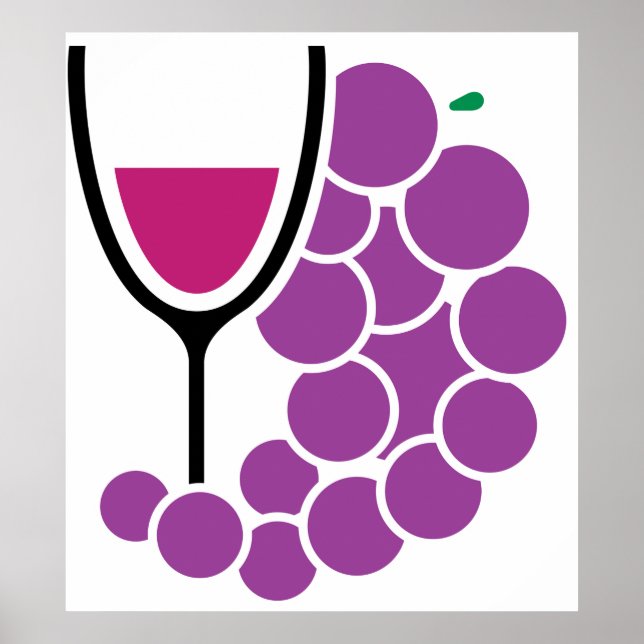 Poster Verre Vin Et Raisins (Devant)