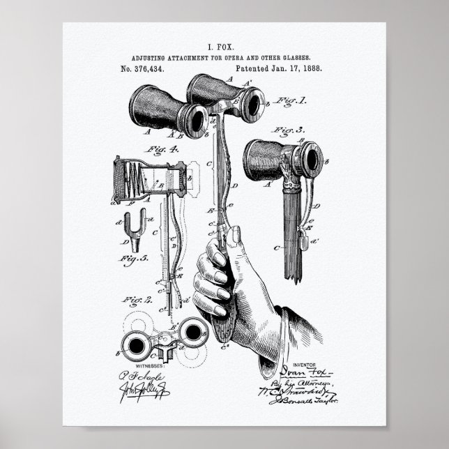 Poster Verres d'opéra 1888 Livre blanc sur l'art des brev (Devant)