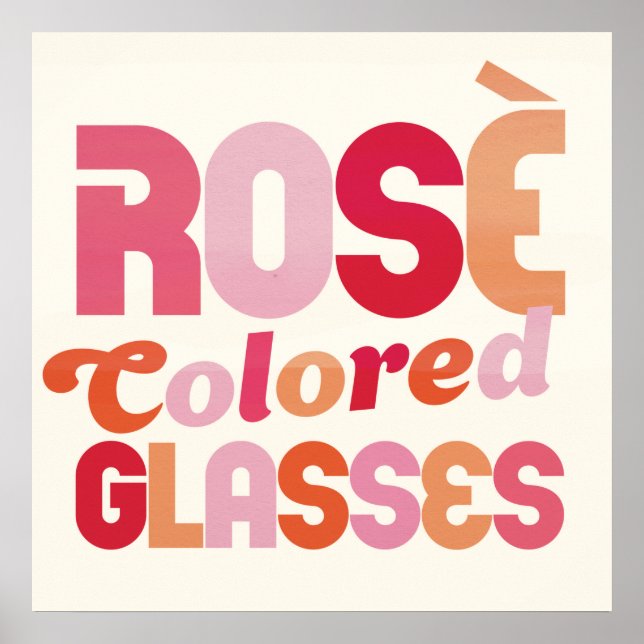 Poster "Verres Rosés" Typographie Vin Cute Art (Devant)