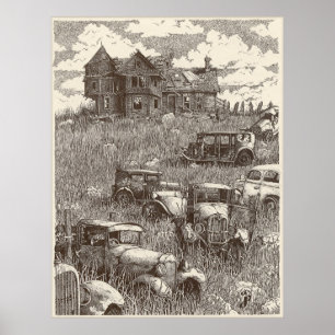 Poster Vers le bas sur l'affiche de ferme