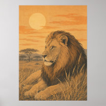 Vers le soleil IV — Lion au coucher du soleil