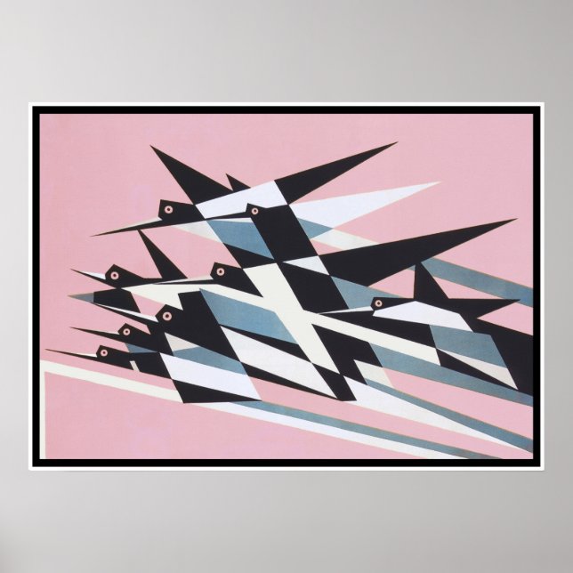 Poster Vers le succès, Oiseaux, Abstrait, Géométrique, Ré (Devant)