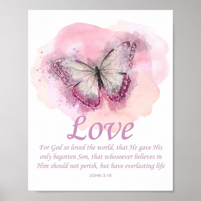 Poster Verse de la Bible du papillon chrétien féminin : A (Devant)