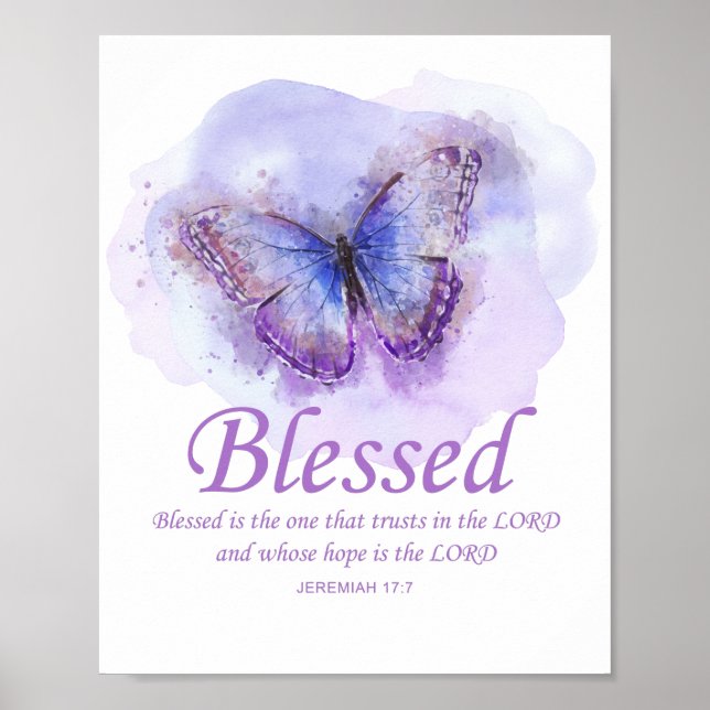 Poster Verse de la Bible du papillon chrétien féminin : b (Devant)