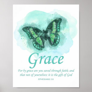 Poster Verse de la Bible du papillon chrétien féminin : g