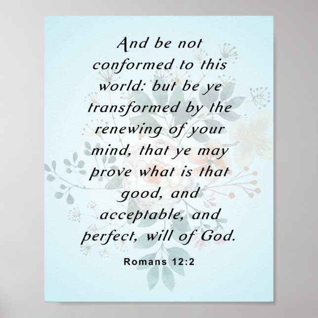 Poster Verse de la Bible, Romains 12:2 (Devant)