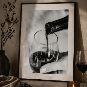 Poster Versement de vin - Verre élégant et bouteille en g