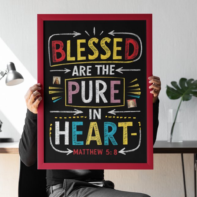 Poster Verset Bible Dessiné À La Main : Bienheureux Coeur (Créateur téléchargé)