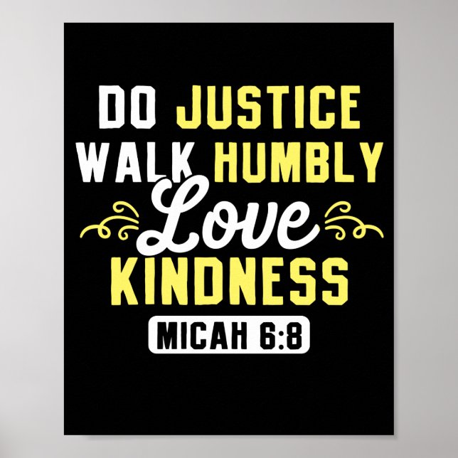 Poster Verset Bible Do Justice Walk Humbly Love Kindness (Devant)