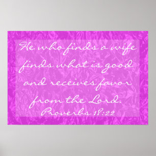 Poster verset biblique celui qui trouve une femme Proverb