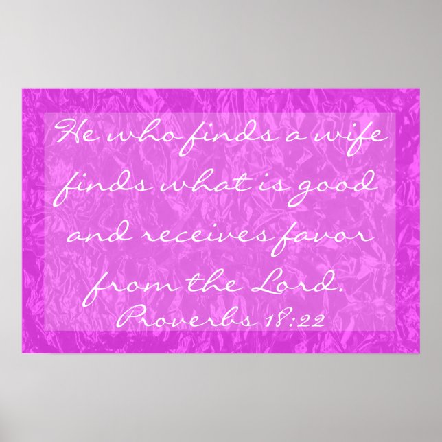 Poster verset biblique celui qui trouve une femme Proverb (Devant)