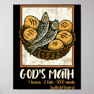 Poster Verset biblique chrétien Jésus Poissons & Pain All